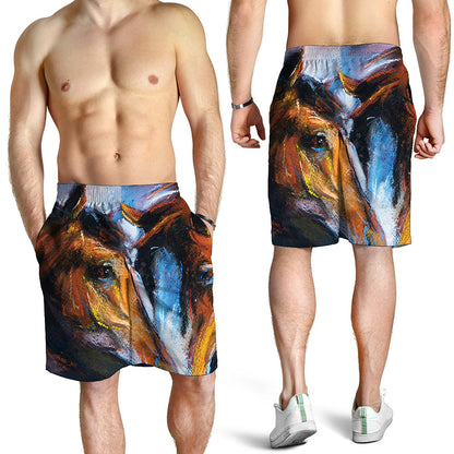 Couple Horses Painting Print Men's Shorts