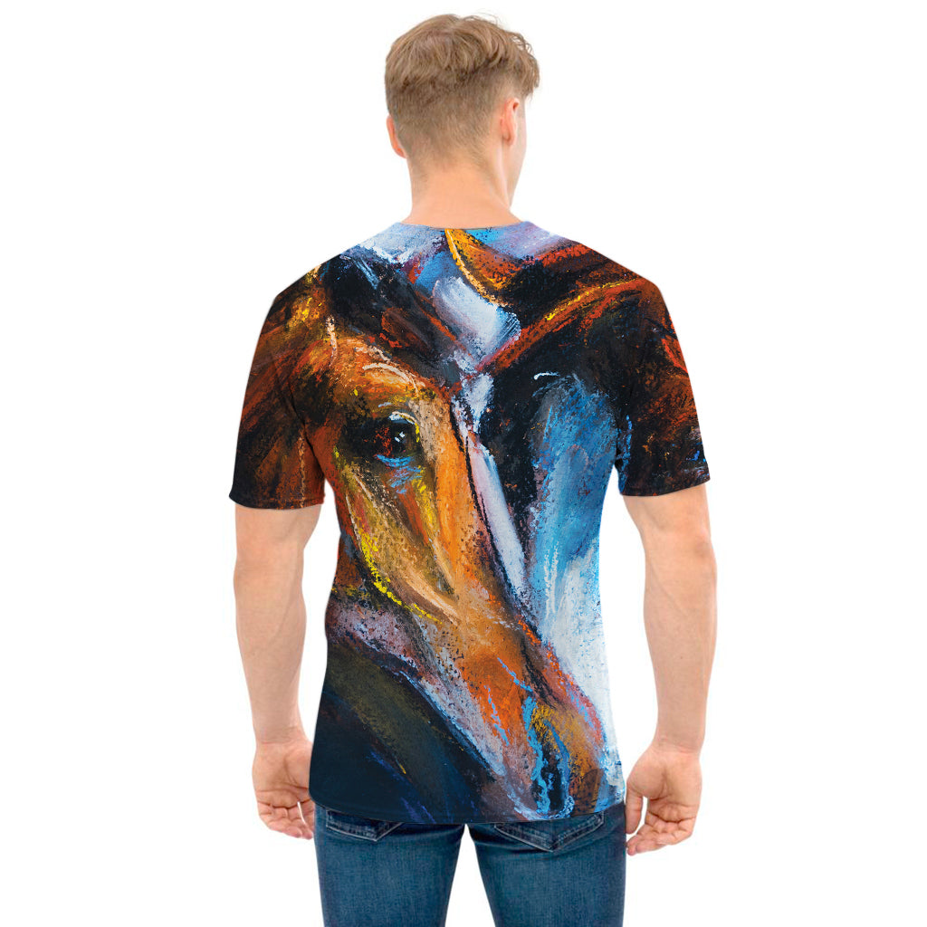 Couple Horses Painting Print Men's T-Shirt