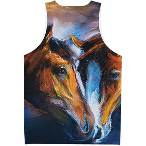 Couple Horses Painting Print Men's Tank Top