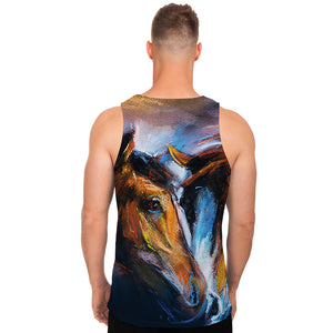 Couple Horses Painting Print Men's Tank Top