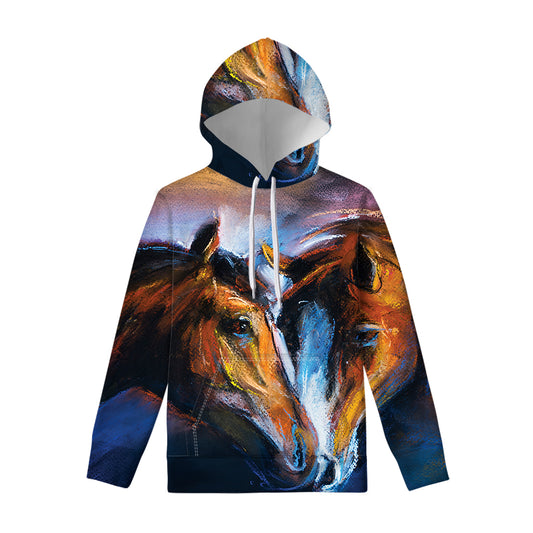 Couple Horses Painting Print Pullover Hoodie