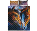 Couple Horses Painting Print Quilt Bed Set