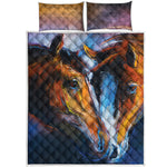 Couple Horses Painting Print Quilt Bed Set