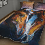 Couple Horses Painting Print Quilt Bed Set