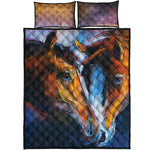 Couple Horses Painting Print Quilt Bed Set