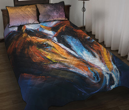 Couple Horses Painting Print Quilt Bed Set