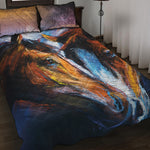 Couple Horses Painting Print Quilt Bed Set