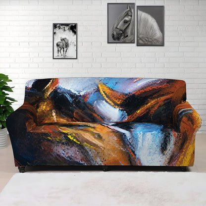 Couple Horses Painting Print Sofa Cover