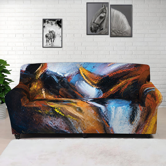 Couple Horses Painting Print Sofa Cover