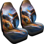 Couple Horses Painting Print Universal Fit Car Seat Covers