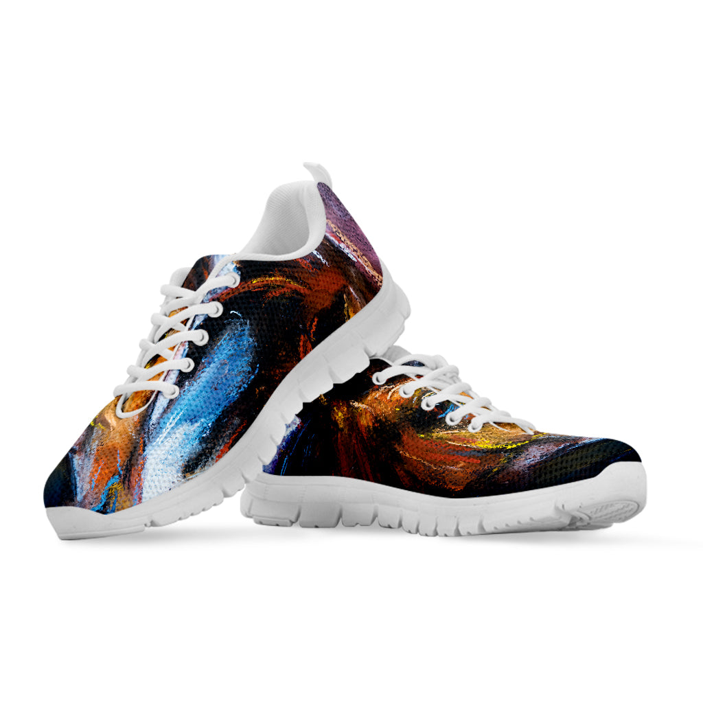 Couple Horses Painting Print White Sneakers