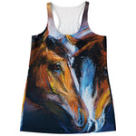Couple Horses Painting Print Women's Racerback Tank Top