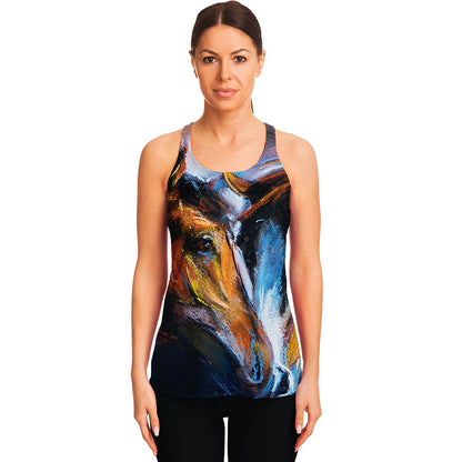 Couple Horses Painting Print Women's Racerback Tank Top