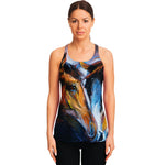 Couple Horses Painting Print Women's Racerback Tank Top