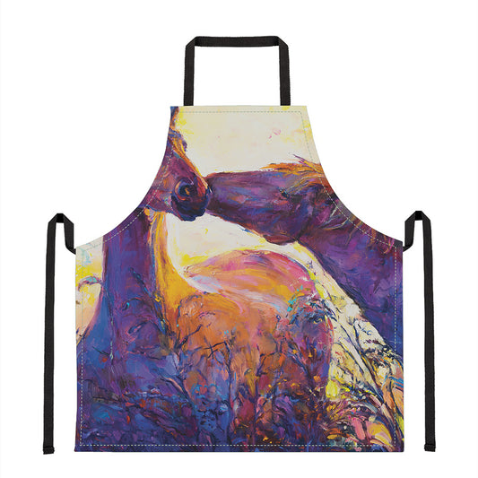 Couple Horses Portrait Print Apron