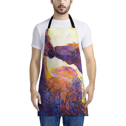 Couple Horses Portrait Print Apron