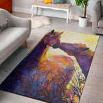 Couple Horses Portrait Print Area Rug