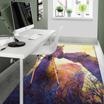 Couple Horses Portrait Print Area Rug