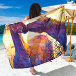 Couple Horses Portrait Print Beach Sarong Wrap