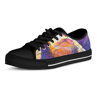 Couple Horses Portrait Print Black Low Top Shoes 