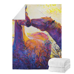 Couple Horses Portrait Print Blanket