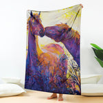 Couple Horses Portrait Print Blanket