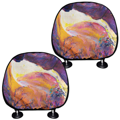 Couple Horses Portrait Print Car Headrest Covers