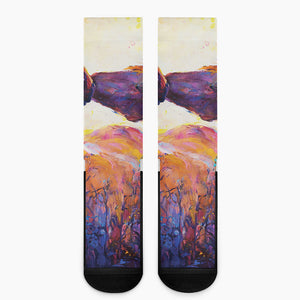 Couple Horses Portrait Print Crew Socks