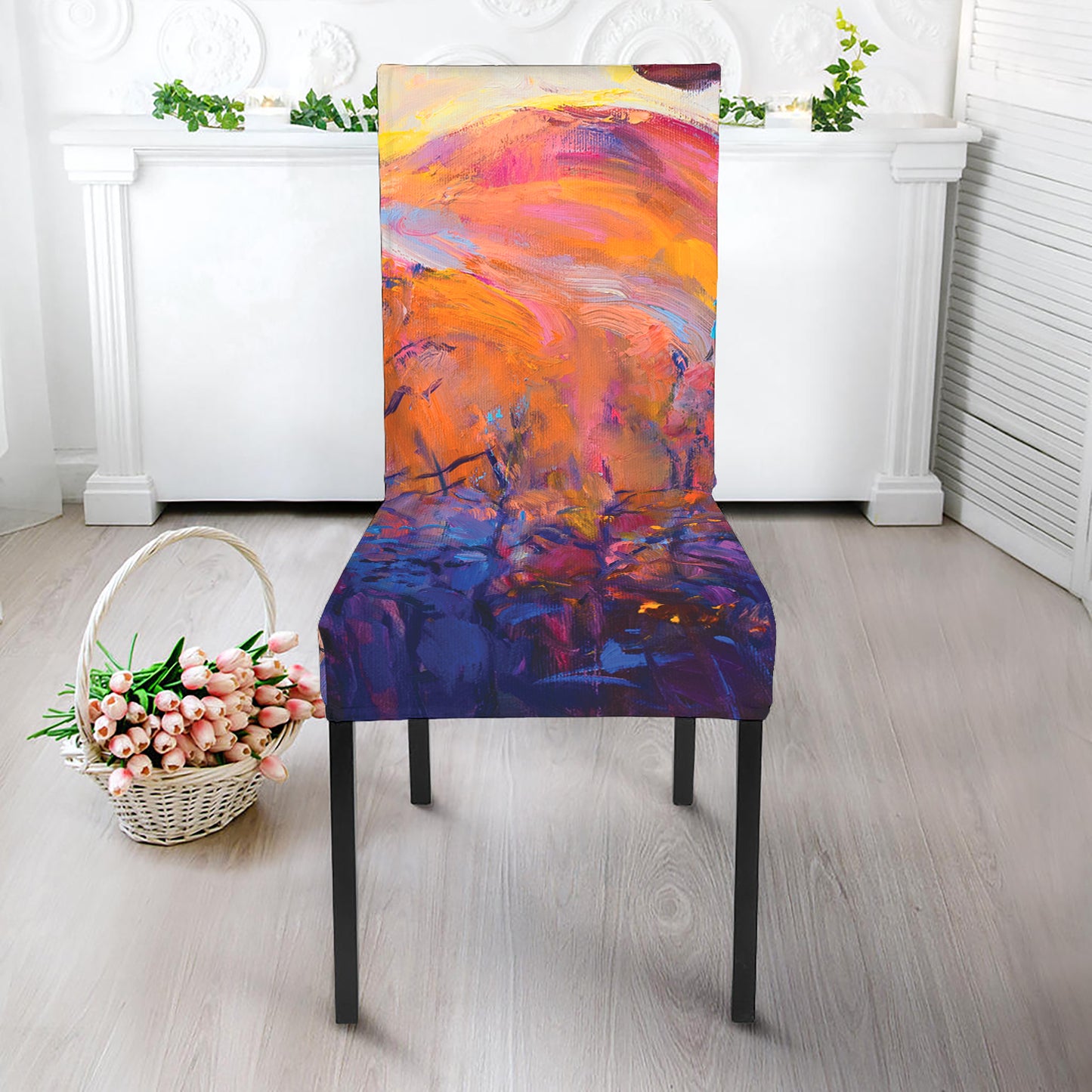 Couple Horses Portrait Print Dining Chair Slipcover