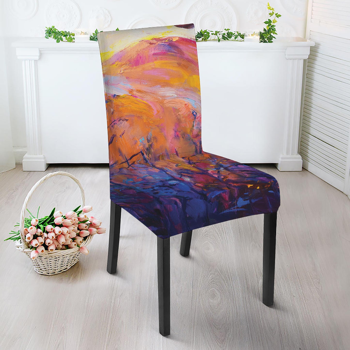 Couple Horses Portrait Print Dining Chair Slipcover