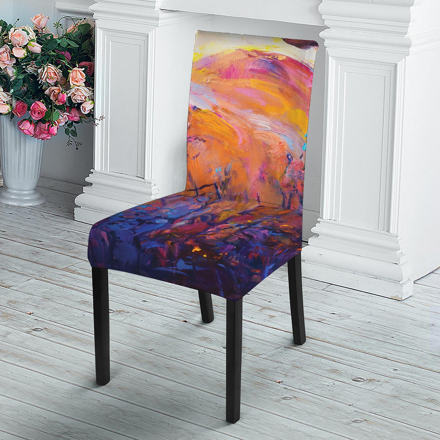 Couple Horses Portrait Print Dining Chair Slipcover