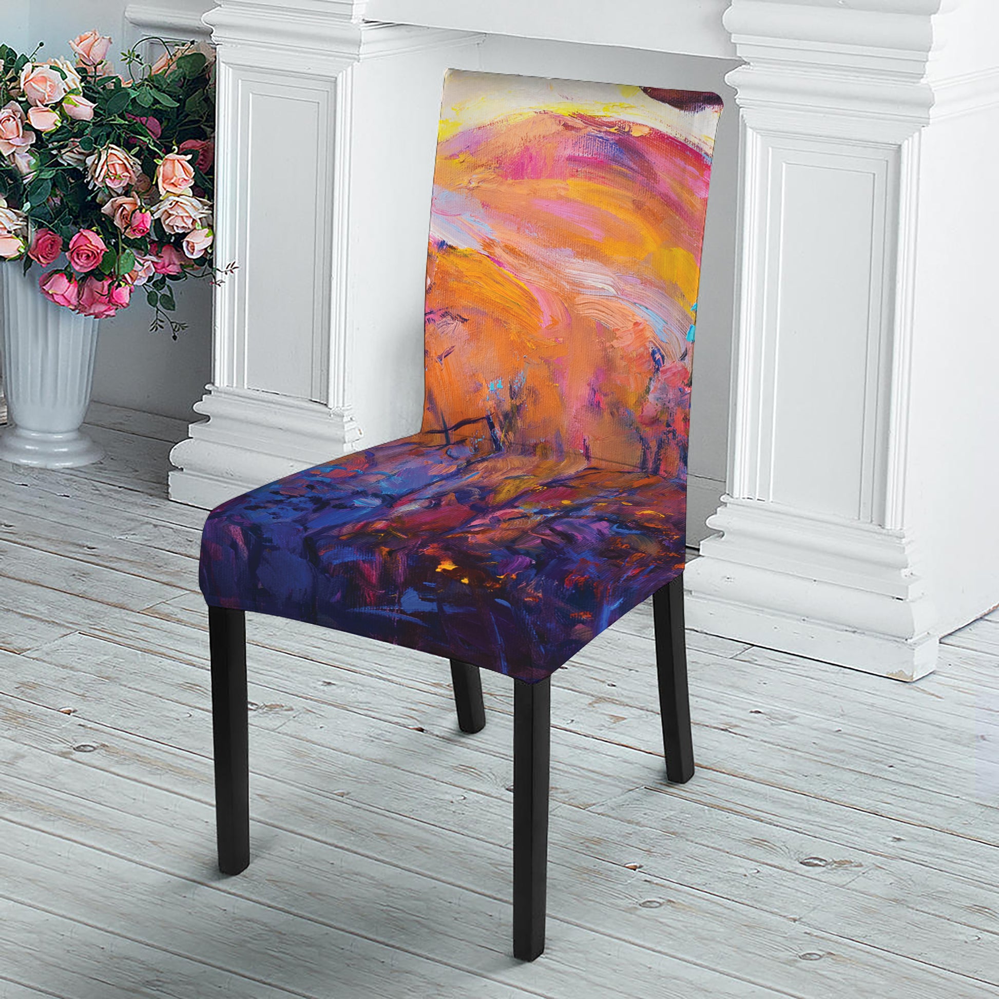 Couple Horses Portrait Print Dining Chair Slipcover