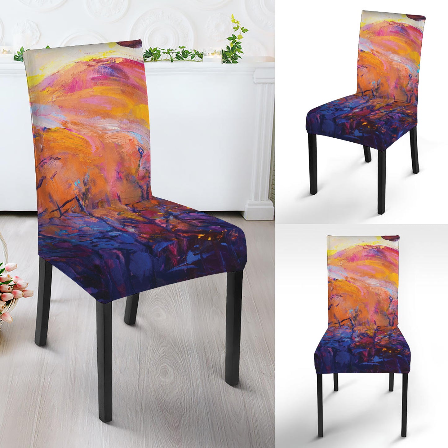 Couple Horses Portrait Print Dining Chair Slipcover