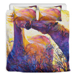 Couple Horses Portrait Print Duvet Cover Bedding Set