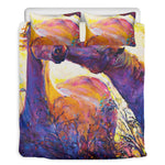 Couple Horses Portrait Print Duvet Cover Bedding Set