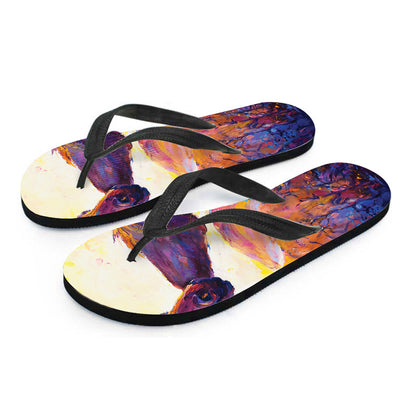 Couple Horses Portrait Print Flip Flops