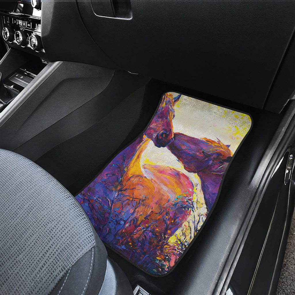 Couple Horses Portrait Print Front and Back Car Floor Mats