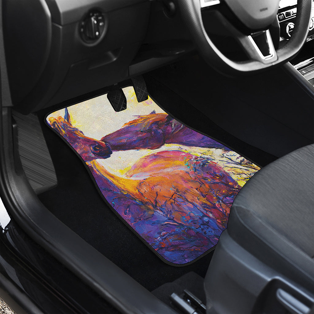 Couple Horses Portrait Print Front Car Floor Mats