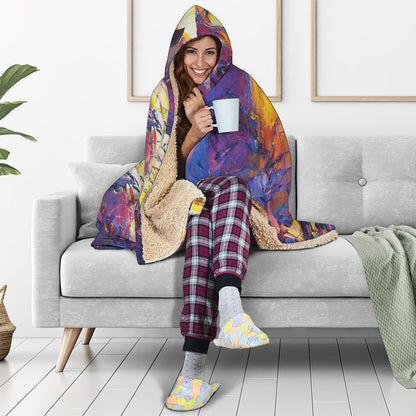 Couple Horses Portrait Print Hooded Blanket