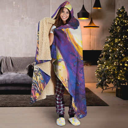 Couple Horses Portrait Print Hooded Blanket