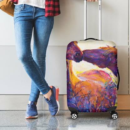 Couple Horses Portrait Print Luggage Cover