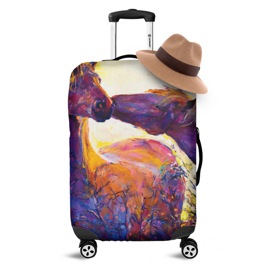Couple Horses Portrait Print Luggage Cover