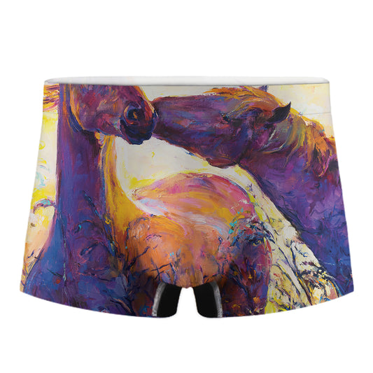 Couple Horses Portrait Print Men's Boxer Briefs