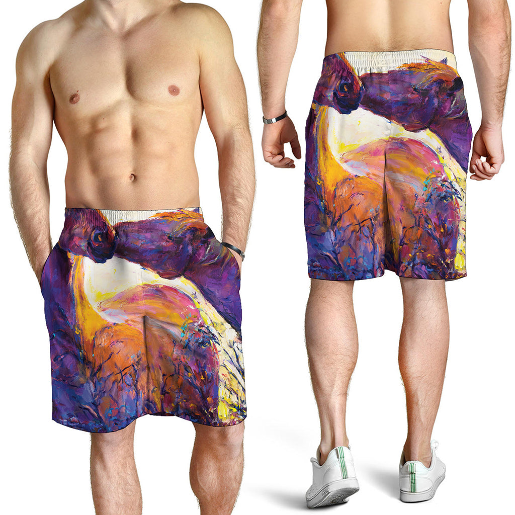 Couple Horses Portrait Print Men's Shorts