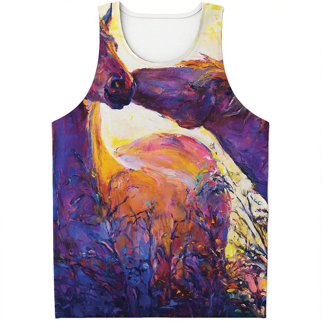 Couple Horses Portrait Print Men's Tank Top