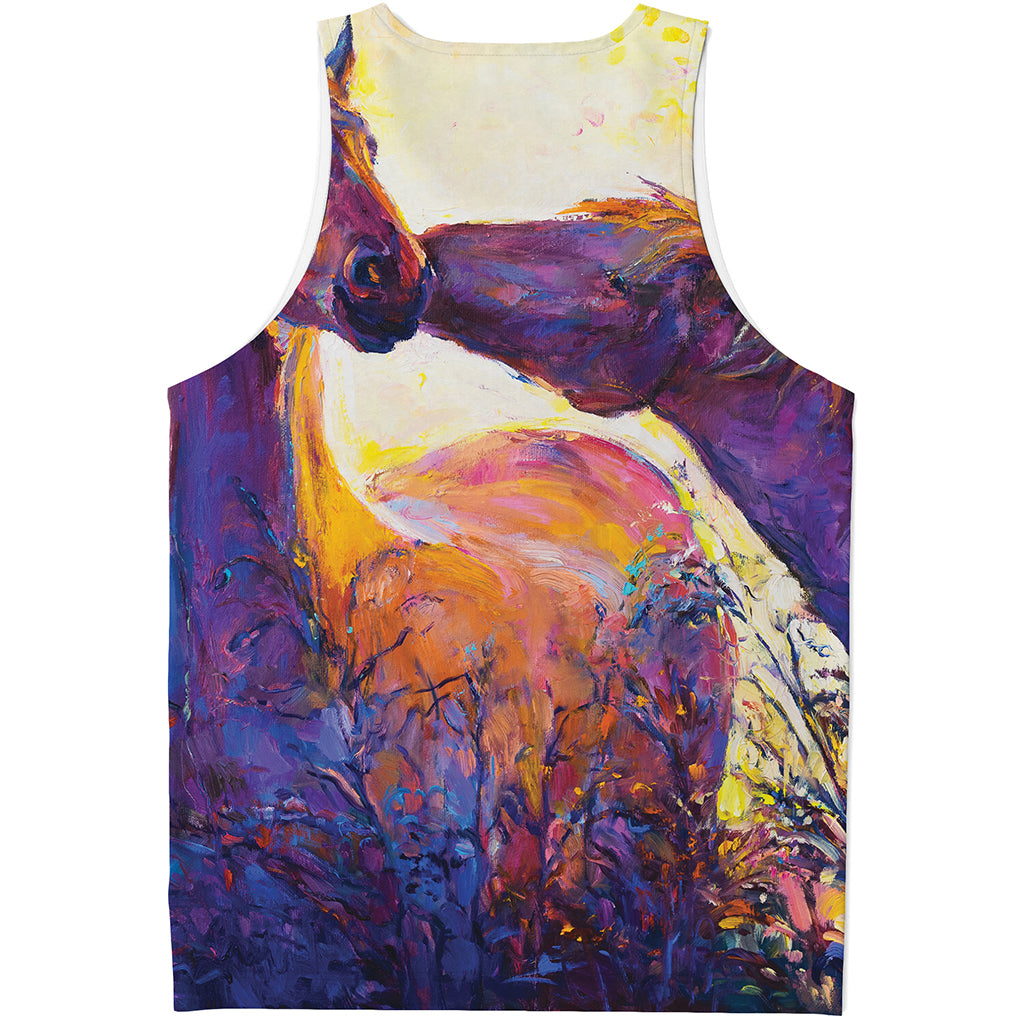 Couple Horses Portrait Print Men's Tank Top