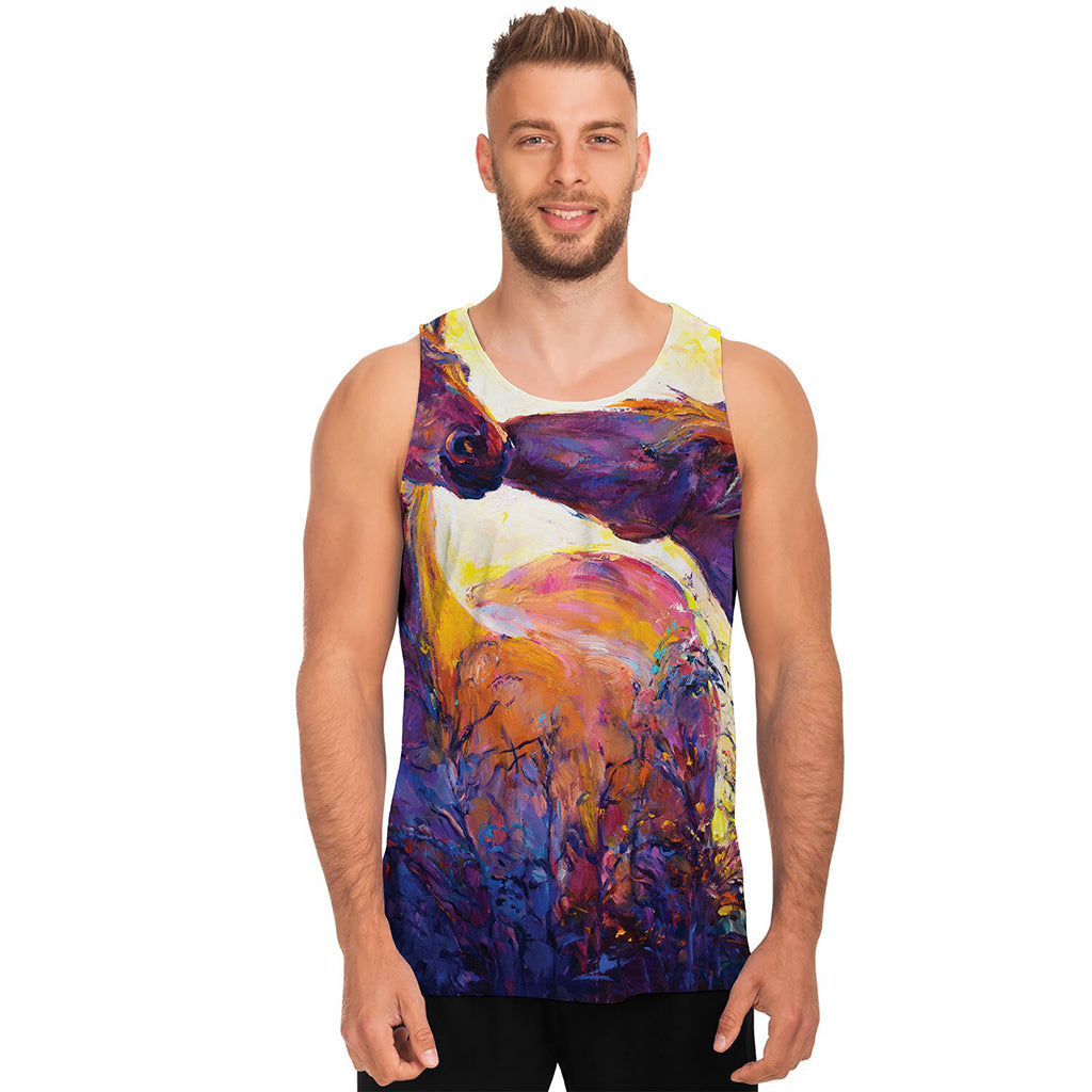 Couple Horses Portrait Print Men's Tank Top