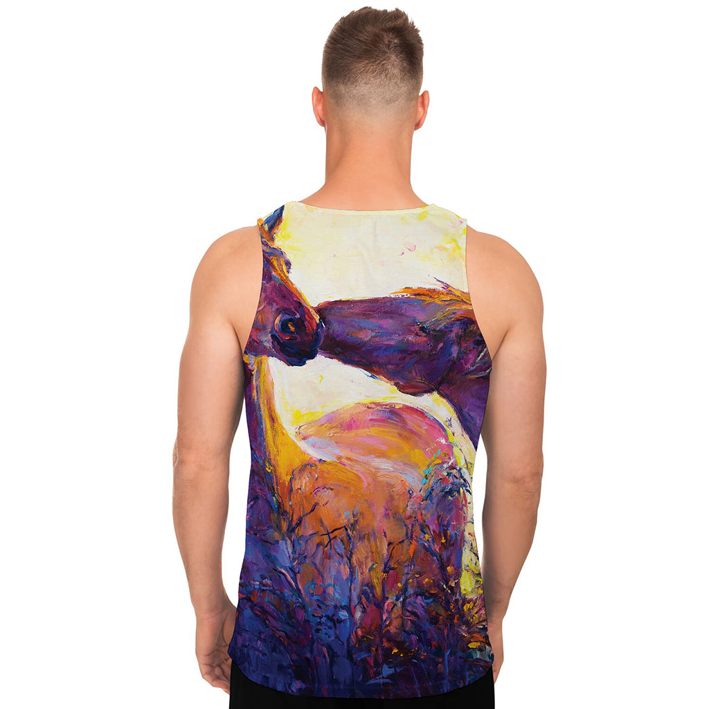 Couple Horses Portrait Print Men's Tank Top