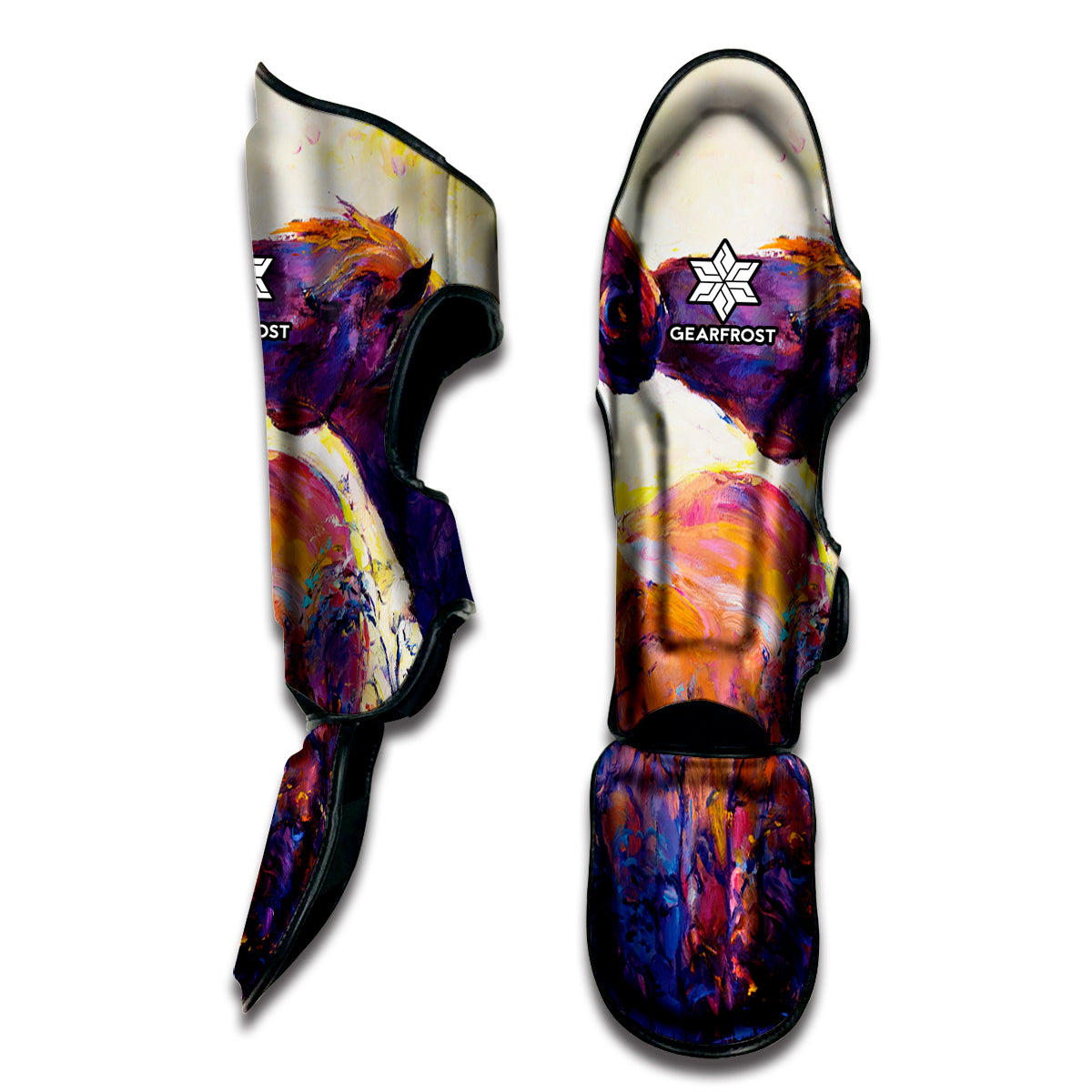 Couple Horses Portrait Print Muay Thai Shin Guard