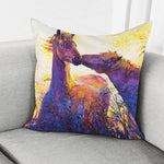 Couple Horses Portrait Print Pillow Cover